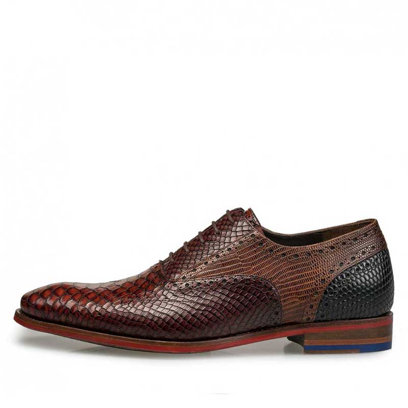 Floris van Bommel Veterschoen De Stapper 05.16 Cognac Reptiel