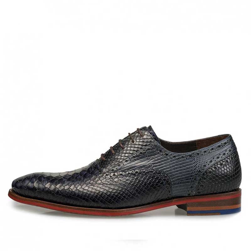 Floris van Bommel Veterschoen De Stapper 05.17 Blauw Reptiel